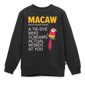 Macaw Parrot Bird Zoo Animal Birdwatcher Pet - Kinder Premium Organic Sweatshirt - Schwarz - Vorne - AI Model Kid Female (0cm)