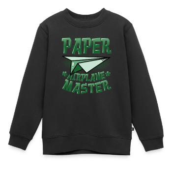 Papierflieger Master. - Kinder Premium Organic Sweatshirt - Schwarz - Vorne - AI Model Kid Female (0cm)