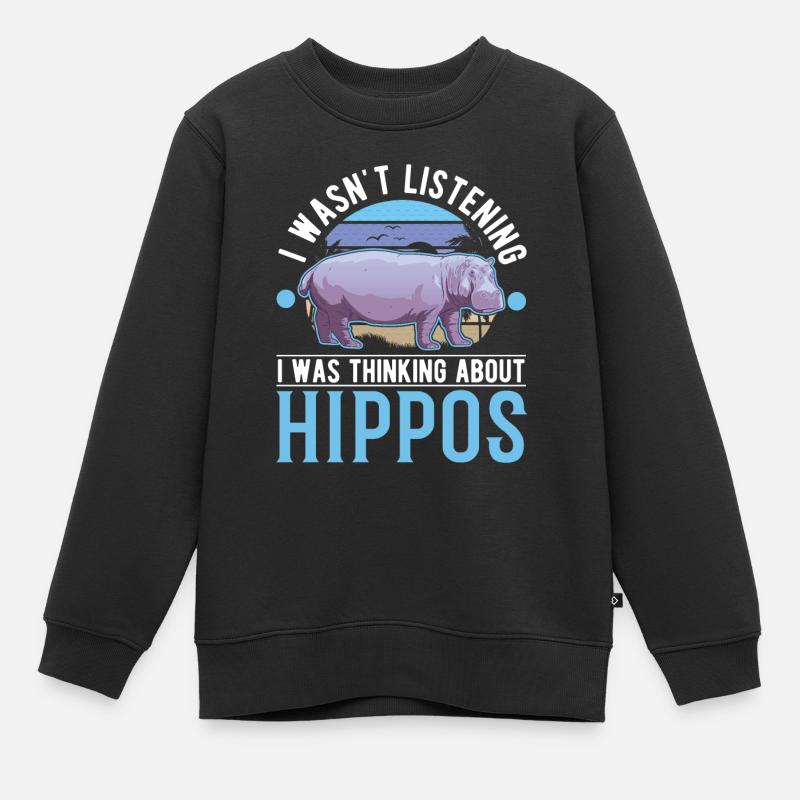Nilpferd Geschenk Hippo Flusspferd - Kinder Premium Organic Sweatshirt - Schwarz