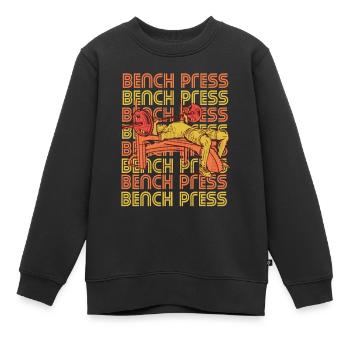 Bankdrücken Retro Gym Chest Workout Krafttraining - Kinder Premium Organic Sweatshirt - Schwarz - Vorne - AI Model Kid Female (0cm)