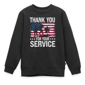 Soutien Aux Ancien Soldats États Unis Patriot - Sweat Premium enfant bio - noir - Devant - AI Model Kid Female (0cm)