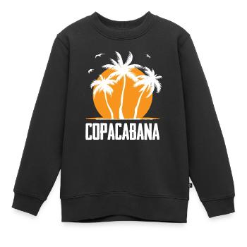 Copacabana Rio Palmiers Plage d’été Soleil Vagues U - Sweat Premium enfant bio - noir - Devant - AI Model Kid Female (0cm)