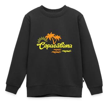 Plage Copacabana Rio Palms Soleil d’été Ondes U - Sweat Premium enfant bio - noir - Devant - AI Model Kid Female (0cm)
