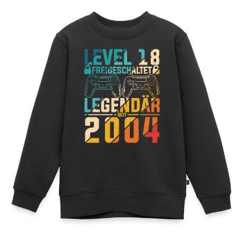Level 18 Jahre Geburtstag 2004 LAN-Party Motiv Gam - Kinder Premium Organic Sweatshirt - Schwarz - Vorne - AI Model Kid Female (0cm)
