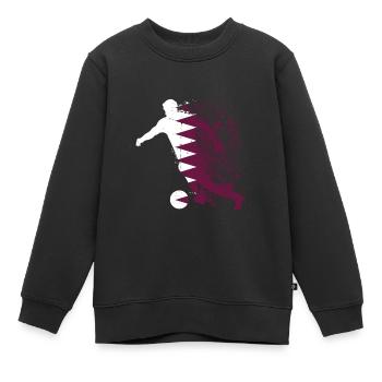 Coupe du monde de l’équipe nationale du Qatar - Sweat Premium enfant bio - noir - Devant - AI Model Kid Female (0cm)
