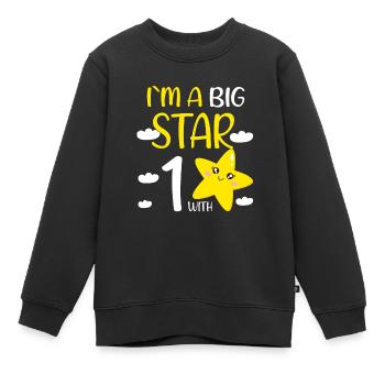 1 Year Old Birthday Girl Gift at A Big Star - Kids Premium Organic Sweatshirt - black - Front - AI Model Kid Female (0cm)