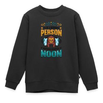 Lève-tard, grincheux du matin, hiboux, lève-tard. - Sweat Premium enfant bio - noir - Devant - AI Model Kid Female (0cm)