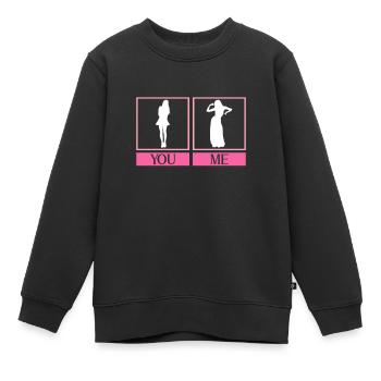 Elle: Femme normale Moi: Danseuse du ventre - Danseuse du ventre - Sweat Premium enfant bio - noir - Devant - AI Model Kid Female (0cm)
