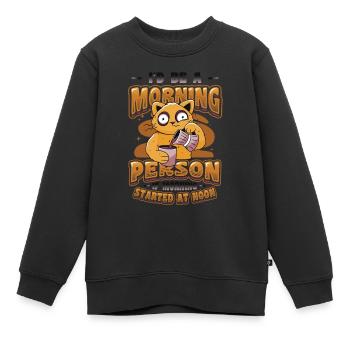 Lève-tard, grincheux du matin, hiboux, lève-tard. - Sweat Premium enfant bio - noir - Devant - AI Model Kid Female (0cm)