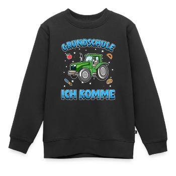 Grundschule ich komme Einschulung Traktor - Kinder Premium Organic Sweatshirt - Schwarz - Vorne - AI Model Kid Female (0cm)