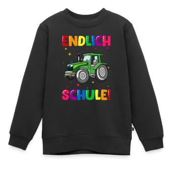 Endlich Schule Traktor 1. Klasse - Kinder Premium Organic Sweatshirt - Schwarz - Vorne - AI Model Kid Female (0cm)