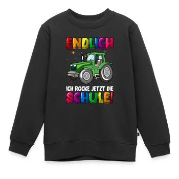 Endlich jetzt rocke ich die Schule Einschulung - Kinder Premium Organic Sweatshirt - Schwarz - Vorne - AI Model Kid Female (0cm)