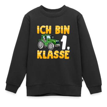 Ich bin 1. Klasse Einschulung Traktor - Kinder Premium Organic Sweatshirt - Schwarz - Vorne - AI Model Kid Female (0cm)