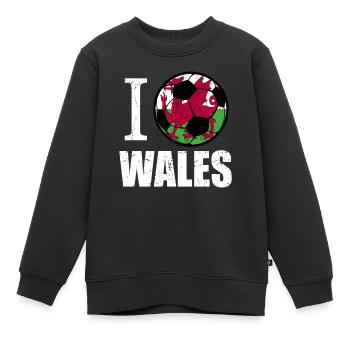 Pays de Galles de football - Sweat Premium enfant bio - noir - Devant - AI Model Kid Female (0cm)
