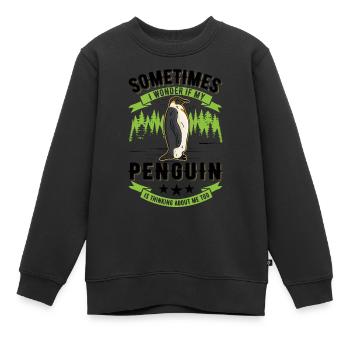 Pingouin Manchot Empereur Pingouin - Sweat Premium enfant bio - noir - Devant - AI Model Kid Female (0cm)