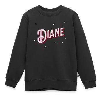 Prénom Diane personnalisé - Sweat Premium enfant bio - noir - Devant - AI Model Kid Female (0cm)