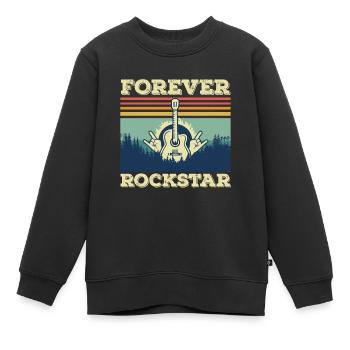 Gitarre Retro Gitarrist Rockgitarre Musiker Sänger - Kinder Premium Organic Sweatshirt - Schwarz - Vorne - AI Model Kid Female (0cm)