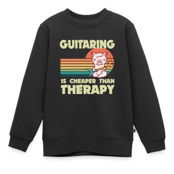 Gitarrist Lama Rockgitarre Gitarrist Musiker Gitar - Kinder Premium Organic Sweatshirt - Schwarz - Vorne - AI Model Kid Female (0cm)