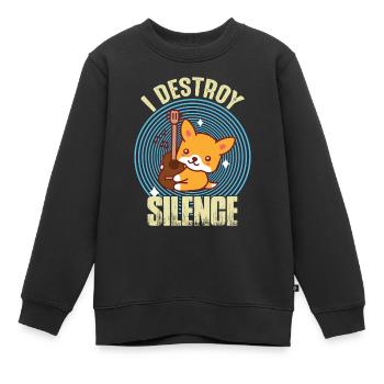 Guitar Destroy Silence Netter Fox-Gitarrist Rockgi - Kinder Premium Organic Sweatshirt - Schwarz - Vorne - AI Model Kid Female (0cm)