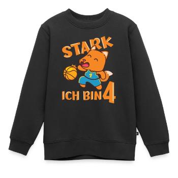 Fuchs Basketballer 4. Geburtstag Stark Ich bin 4 - Kinder Premium Organic Sweatshirt - Schwarz - Vorne - AI Model Kid Female (0cm)