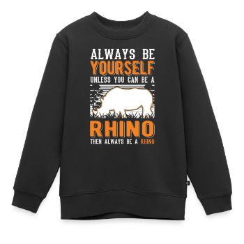 Rhinocéros Rhinocéros Rhinocéros - Sweat Premium enfant bio - noir - Devant - AI Model Kid Female (0cm)