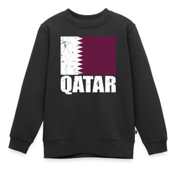 Katar Fahne - Kinder Premium Organic Sweatshirt - Schwarz - Vorne - AI Model Kid Female (0cm)