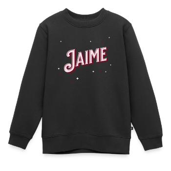 Prénom Jaime personnalisé - Sweat Premium enfant bio - noir - Devant - AI Model Kid Female (0cm)