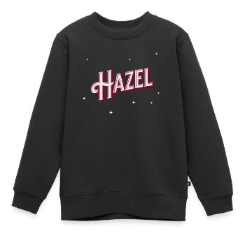 Prénom Hazel personnalisé - Sweat Premium enfant bio - noir - Devant - AI Model Kid Female (0cm)