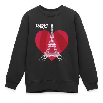 Touristisches Herz-Eiffelturm-Andenken Frankreichs - Kinder Premium Organic Sweatshirt - Schwarz - Vorne - AI Model Kid Female (0cm)