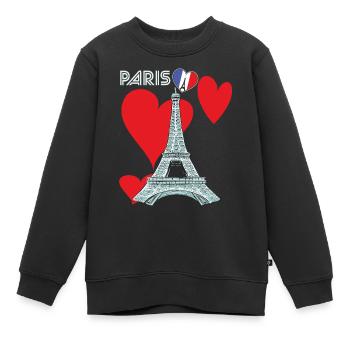 Liebes-Andenken-Franzosen Paris-Frankreich-Eiffelt - Kinder Premium Organic Sweatshirt - Schwarz - Vorne - AI Model Kid Female (0cm)