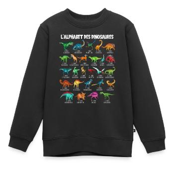 Mein Dinosaurier Alphabet Kinder Arten Dino A-Z - Kinder Premium Organic Sweatshirt - Schwarz - Vorne - AI Model Kid Female (0cm)
