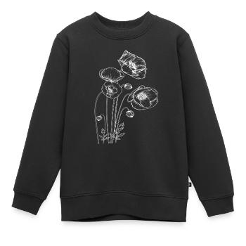 Mohnblume in Weiß Blumen Flora Natur - Kinder Premium Organic Sweatshirt - Schwarz - Vorne - AI Model Kid Female (0cm)
