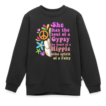 Hippie Peace Groovy Flowerpower Boho Woodstock - Kinder Premium Organic Sweatshirt - Schwarz - Vorne - AI Model Kid Female (0cm)