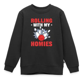 Rolling With My Homies Bowling Bowler - Kinder Premium Organic Sweatshirt - Schwarz - Vorne - AI Model Kid Female (0cm)