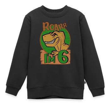 6yr T Rex Dinosaur Birthday Boy at 6 Years Old - Kids Premium Organic Sweatshirt - black - Front - AI Model Kid Female (0cm)