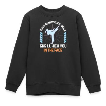 She Is Beauty She Is Grace She Will Kick You In - Kids Premium Organic Sweatshirt - black - Front - AI Model Kid Female (0cm)