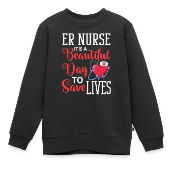 Infirmière d’urgence Premiers soins - Sweat Premium enfant bio - noir - Devant - AI Model Kid Female (0cm)