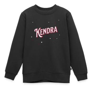 Prénom Kendra personnalisé - Sweat Premium enfant bio - noir - Devant - AI Model Kid Female (0cm)