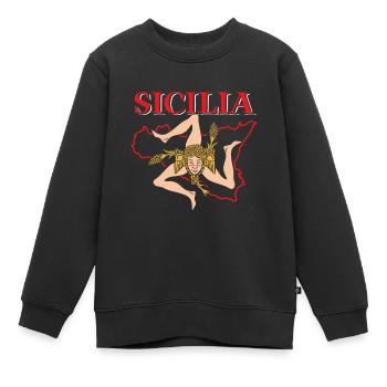 Sicily flag Sicily Palermo Italy - Kids Premium Organic Sweatshirt - black - Front - AI Model Kid Female (0cm)