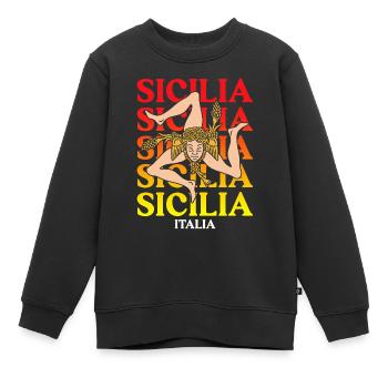Sicile drapeau Sicile Palerme Italie - Sweat Premium enfant bio - noir - Devant - AI Model Kid Female (0cm)