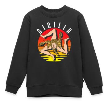 Sicily flag Sicily Palermo Italy - Kids Premium Organic Sweatshirt - black - Front - AI Model Kid Female (0cm)