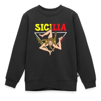 Sizilien flagge Sizilien Palermo Italien - Kinder Premium Organic Sweatshirt - Schwarz - Vorne - AI Model Kid Female (0cm)