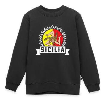 Sicily flag Sicily Palermo Italy - Kids Premium Organic Sweatshirt - black - Front - AI Model Kid Female (0cm)