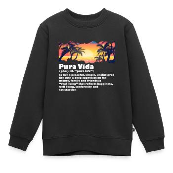 Pura Vida Définition Vie Sagesse Amérique centrale - Sweat Premium enfant bio - noir - Devant - AI Model Kid Female (0cm)