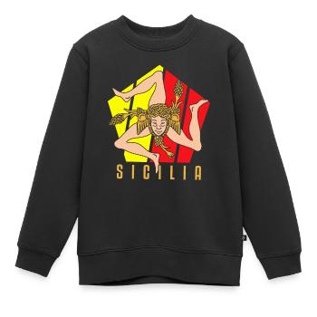 Sizilien flagge Sizilien Palermo Italien - Kinder Premium Organic Sweatshirt - Schwarz - Vorne - AI Model Kid Female (0cm)