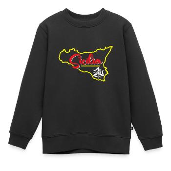 Sicily flag Sicily Palermo Italy - Kids Premium Organic Sweatshirt - black - Front - AI Model Kid Female (0cm)