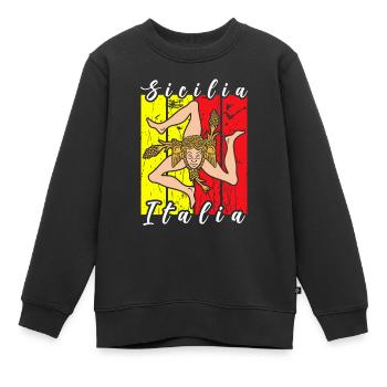 Sizilien flagge Sizilien Palermo Italien - Kinder Premium Organic Sweatshirt - Schwarz - Vorne - AI Model Kid Female (0cm)