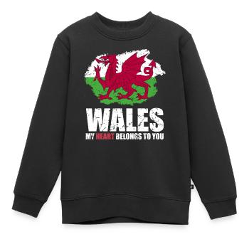 Drapeau du Pays de Galles - Sweat Premium enfant bio - noir - Devant - AI Model Kid Female (0cm)
