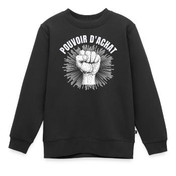 pouvoir d'achat, lutte des classes, factures - Sweat Premium enfant bio - noir - Devant - AI Model Kid Female (0cm)