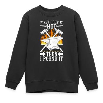 Enclume de forge forgeuse - Sweat Premium enfant bio - noir - Devant - AI Model Kid Female (0cm)